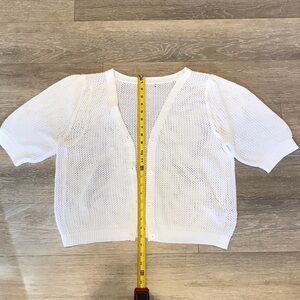 Classic White Cotton Short-Sleeve  Button Cardigan